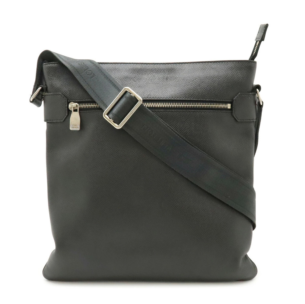 LOUIS VUITTON Taiga Sasha Crossbody Bag Gusset Leather Ardoise Black